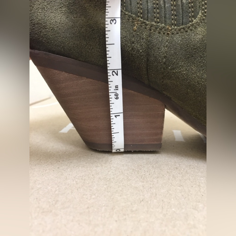 Olive Suede Chelsea Ankle Boots - Women's 7.5 - Picture 9 of 14